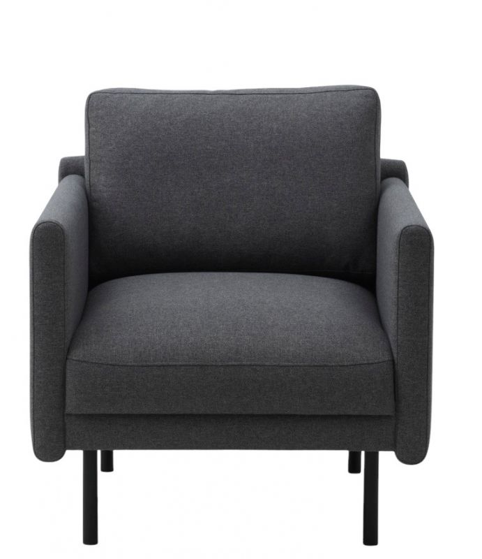 Grauer Lounge Chair Sessel von Normann Copenhagen mit schwarzen Beinen, Frontansicht.